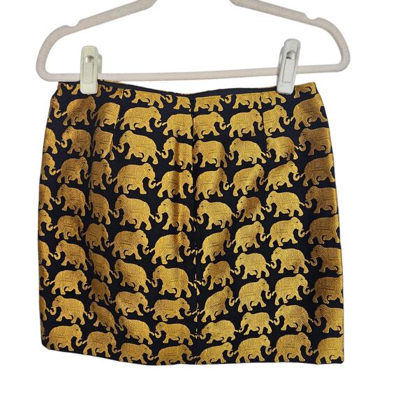 J Crew Skirt Jacquard Skirt Mini Skirt Women 0 Black Gold Elephant Pencil Skirt - Picture 6 of 7